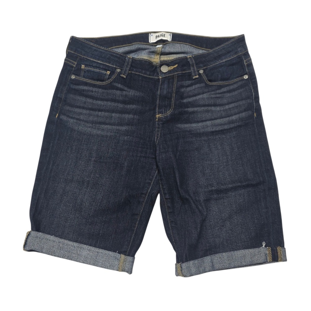 Paige Jimmy Jimmy Bermuda Shorts Womens 29 Dark Wash Cuffed Denim Stretch